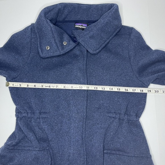 Patagonia Women's Small Better Sweater Long Coat Jacket Fleece Blue Zip Button - Picture 13 of 16